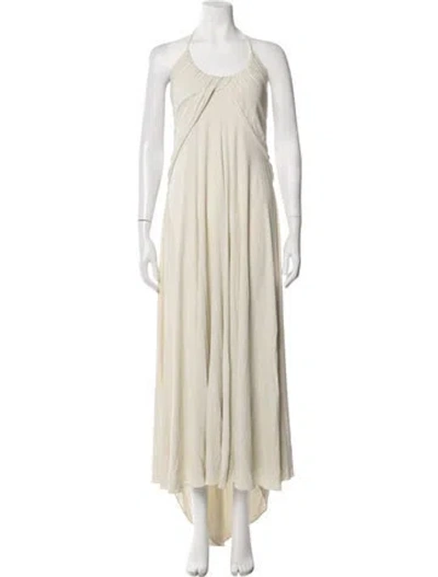 Pre-owned Alaïa Halterneck Long Dress W/ Tags In Neutrals