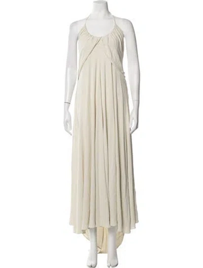 Pre-owned Alaïa Halterneck Long Dress W/ Tags In Neutrals