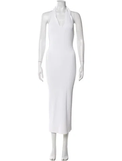 Pre-owned Alaïa Halterneck Long Dress In White