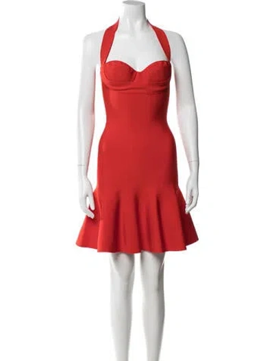 Pre-owned Alaïa Halterneck Mini Dress W/ Tags In Orange