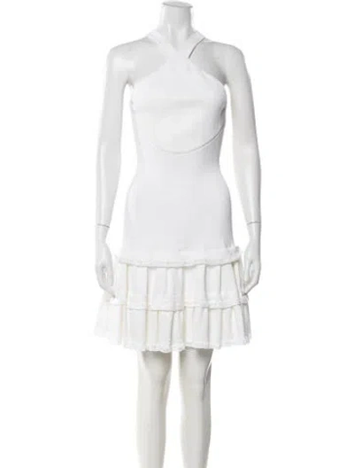 Pre-owned Alaïa Halterneck Mini Dress In White