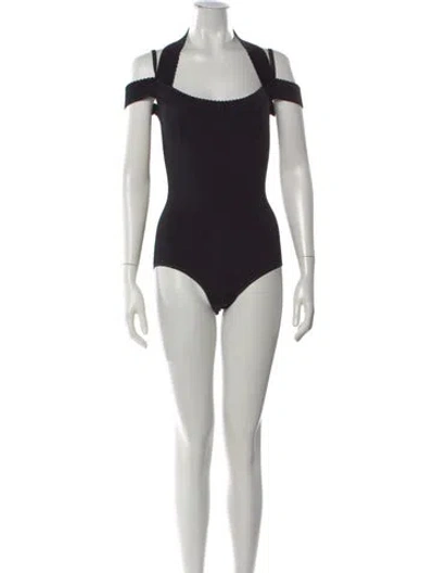 Pre-owned Alaïa Halterneck Sleeveless Bodysuit In Black