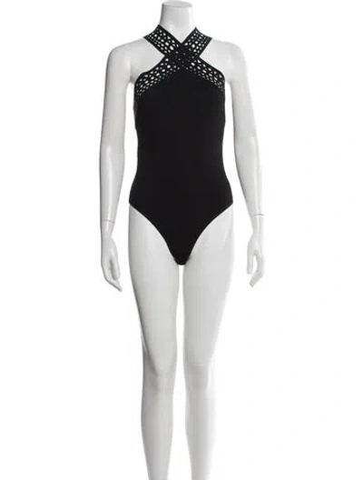 Pre-owned Alaïa Halterneck Sleeveless Bodysuit W/ Tags In Black