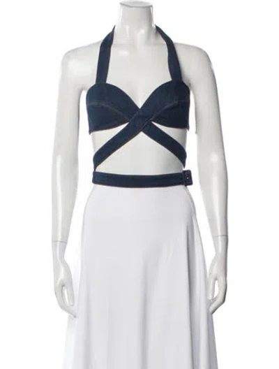 Pre-owned Alaïa Halterneck Sleeveless Crop Top In White