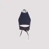 Alaïa Blue Denim Cotton Halterneck Top In Blue