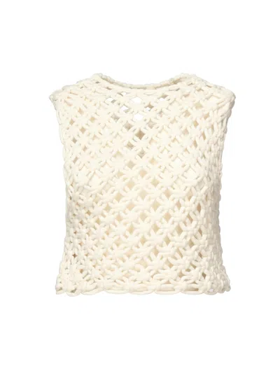 Alaïa Womens Alaia Square Crop Cotton-blend Top In White