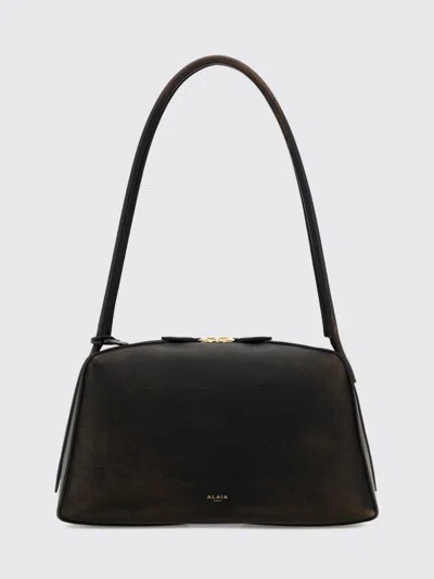 Alaïa Le Bouledogue Bowling Shoulder Bag In Nubuck Leather In Black