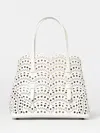 Alaïa Mina 20 Tote Bag In Vienne Wave Perforated Leather In White