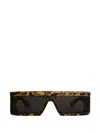 Alaïa Acetate Rectangular Mask Sunglasses In Brown