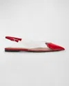 Alaïa Heart Clear Slingback Ballerina Flats In Laque