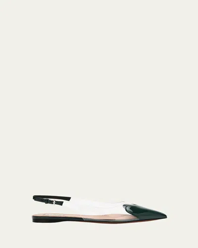 Alaïa Heart Clear Slingback Ballerina Flats In Vert Bouteille