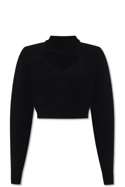 Alaïa Heart Cropped Jumper In Black