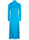Alaïa Womens Heart Cut-out Fluid-jersey Midi Dress Turquoise In Blue