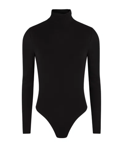Alaïa Heart Cut-out Crepe Bodysuit In Black