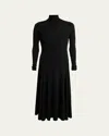 Alaïa Heart Cutout Turtleneck Long-sleeve Maxi Dress In Black