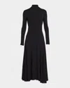 Alaïa Heart Cutout Turtleneck Long-sleeve Maxi Dress In Black
