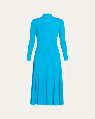 ALAÏA HEART CUTOUT TURTLENECK LONG-SLEEVE MAXI DRESS