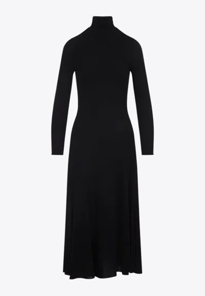 Alaïa Heart Shaped Cut-out Midi Dress In Black