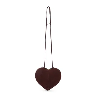 Alaïa Heart-shaped Red Suede Goat Leather Shoulder Bag
