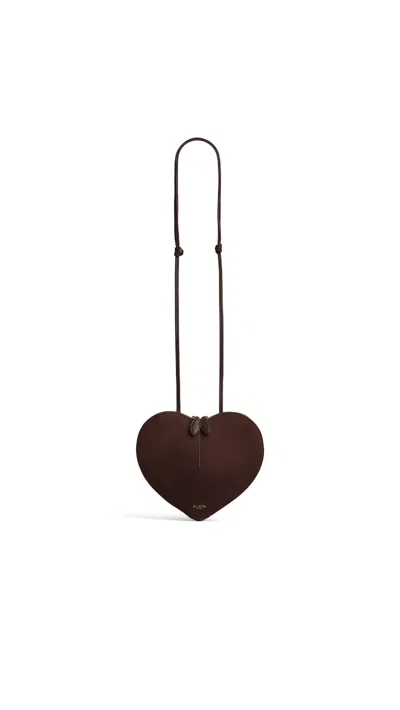 Alaïa Le Coeur Crossbody Bag In Denim In Red