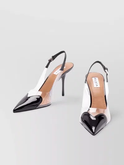 Alaïa Heart Slingbacks In Patent Calfskin In Black