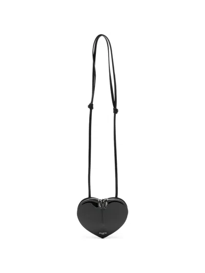 Pre-owned Alaïa Heart-shaped Patent-leather Mini Crossbody Bag In Black