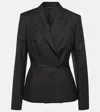 Alaïa Herringbone Wool Gabardine Blazer In Black