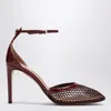 Alaïa High Dark Red Mesh Pumps In Burgundy