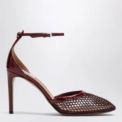 Alaïa High Dark Red Mesh Pumps In Burgundy