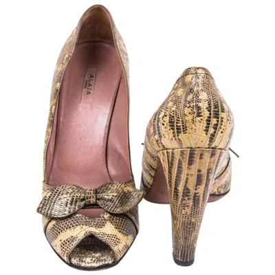 Pre-owned Alaïa High Heels Sandals In Snakeskin Size 39fr In Brown