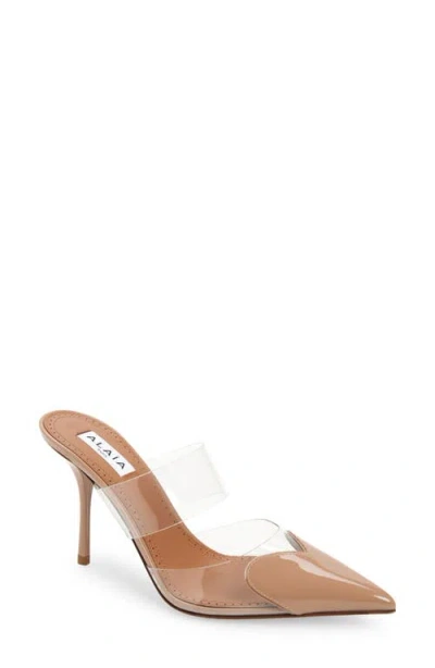 Alaïa Caur Patent Leather And Pu Mules In Chair