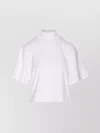 Alaïa High Neck Button Detail Cropped Top In White