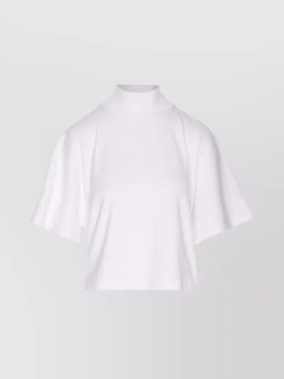 Alaïa High Neck Button Detail Cropped Top In White