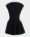 Alaïa Womens Skater Pleated Knitted Mini Dress Noir Alaia