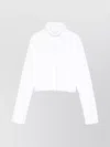 Alaïa High Neck Cropped Long Sleeve Top In White
