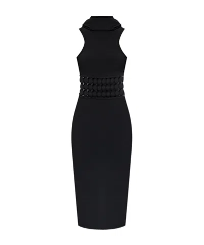 Alaïa High-neck Cut-out Midi Dress In Black