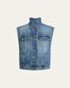 Alaïa Blue Stonewashed Trucker Denim Vest In White