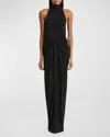 Alaïa Halterneck Draped Gown In Noir Alaia