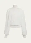 Alaïa Fringed Yarn Knit Merino Wool Top In Blanc Casse