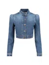 Alaïa High Neck Jacket In Blue