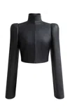 Alaïa High-neck Leather Jacket In Black
