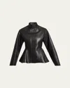 Alaïa Womens Noir Alaia Peplum Band-collar Leather Jacket In Black