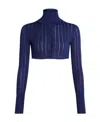 Alaïa High-neck Long-sleeved Sweater In Blue