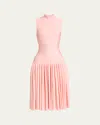 Alaïa Stretch Viscose Blend Dress With High Neck In Glycine