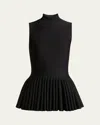 Alaïa Womens Godet Pleated Knitted Top Noir Alaia In Noir Alaia
