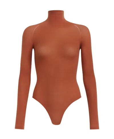Alaïa High-neck Raglan-sleeve Bodysuit In Brown