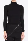 Alaïa Turtleneck Cinched T-shirt With Back Zip In Black