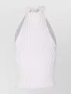 Alaïa High Neck Sleeveless Halter Top With Pom-pom In White