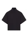 Alaïa Alaia Black Cotton Turtleneck Top Women In Blue