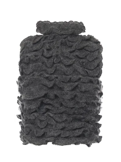 ALAÏA HIGH-NECK TOP WITH RUFFLES